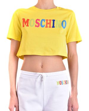 Moschino Cropped T-Shirt With Bold Multicolored Lettering - Yellow