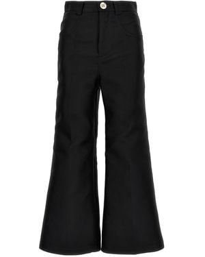 Giambattista Valli Cropped Silk Blend Trousers - Black