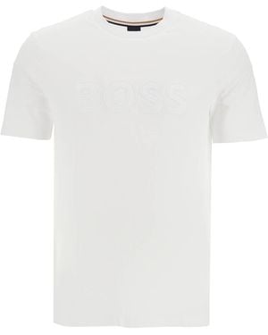 BOSS T Shirt With Patch Logo Design - White