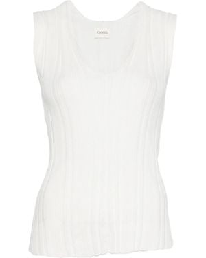 Closed Geschlossener Pullover aus Leinen und Baumwolle mit V-Ausschnitt - Weiß