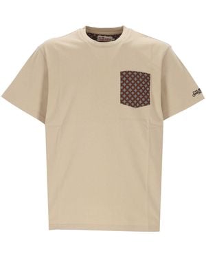 Mc2 Saint Barth Regulärer Fit -Baumwoll -T -Shirt - Natur