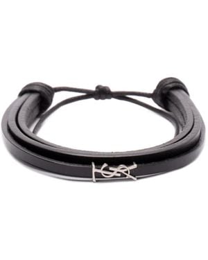 Saint Laurent Logo-Plaque Bracelet - White