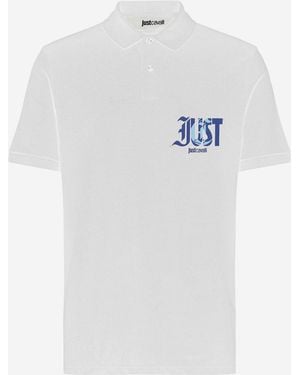 Just Cavalli Cotton Polo Shirt With Logo - White