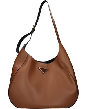Prada Cognac Leather Shoulder Bags - Brown