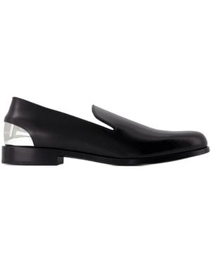 McQueen Metall -Fersen -Slipper Alexander MC Königin Leder schwarz/silber