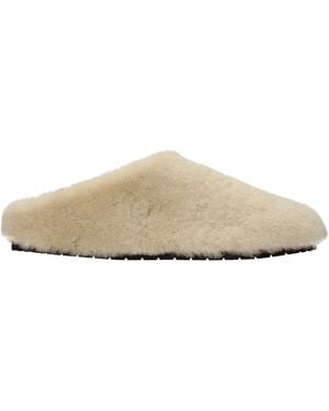 Prada Slides And Clogs Fur/Travertine - Natural
