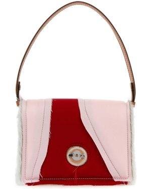 Dentro Multicolor Satin et cuir Mirim Handsbag - Rouge