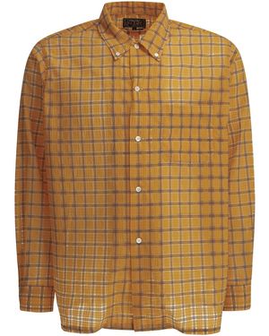 Beams Plus Freizeithemd "Open Db Nylon Airy Plaid". - Braun