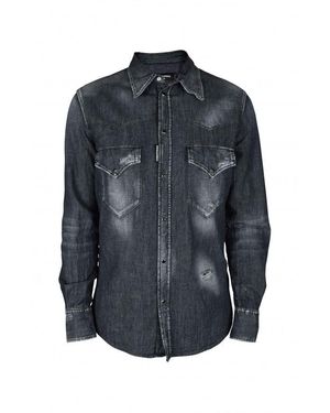 DSquared² Cotton Denim New Western Shirt - Blau