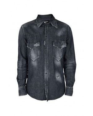 DSquared² Cotton Denim New Western Shirt - Blue