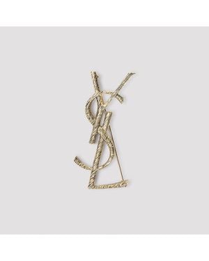 Saint Laurent Monogramme Brosche - Mettallic