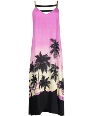 Palm Angels Abito Midi Con Stampa - Rosa