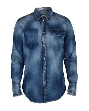DSquared² Washed Denim Western Shirt - Blue