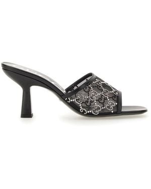 Gucci Gg Crystals Mules - Gray