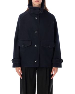Sessun Wool Blend Stand Collar Coat - Blue