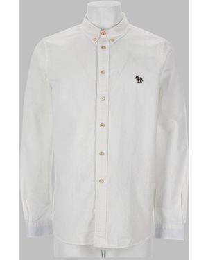 Paul Smith Long Sleeve Button-Down Shirt With Embroidered Logo - White