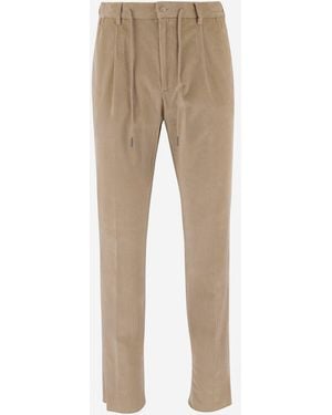 Tagliatore Stretch Cotton Velvet Pants - Natural