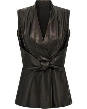Rick Owens Nappa Leather Vest With Flared Silhouette - Black