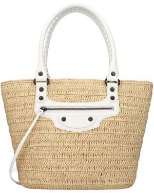Balenciaga Le City Raffia Shoulder Bag - Metallic