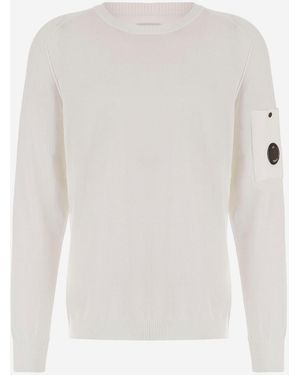C.P. Company Cotton Jumper With Logo - White