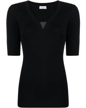 Brunello Cucinelli T-Shirt Mit V-Ausschnitt - Schwarz