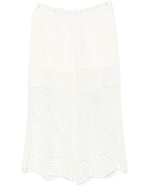 IRO Crochet Knit Scalloped Hem Pant - White
