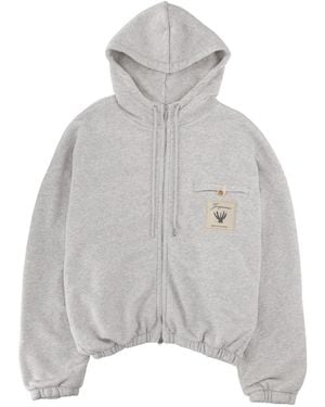Jacquemus Rosemary Label Zipped Hoodie - Grey