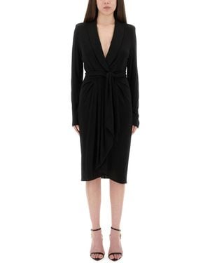 Tom Ford Wrap Dress With Deep V-Neckline - Black