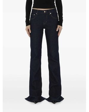 Haikure Five Pocket Jeans With Back Slit, Rubbery Feel Fabric - Blue