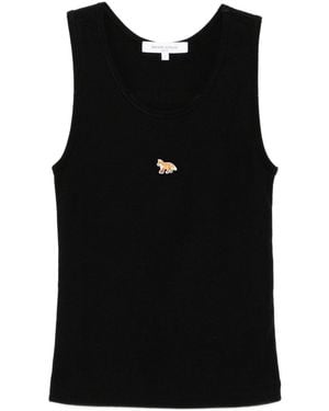 Maison Kitsuné Tanktop Met Geborduurde Vos - Zwart