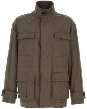 Ferragamo Mud Stretch Cotton Jacket - Brown