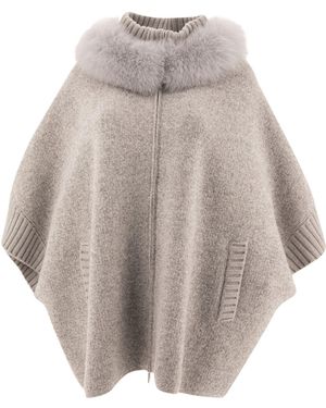 Giovi Laine et poncho en cachemire - Gris
