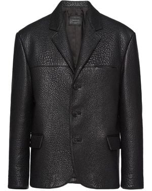 Prada Single-Breasted Leather Jacket - Schwarz