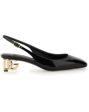 Dolce & Gabbana Patent Leather Slingback Court Shoes - Black