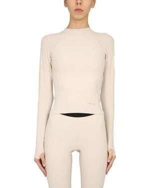Ambush Fitted Long Sleeve Polo Neck Top - Natural