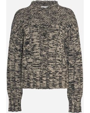 Malo Sweater Wool And Cashmere High Neck Virgin - Grey