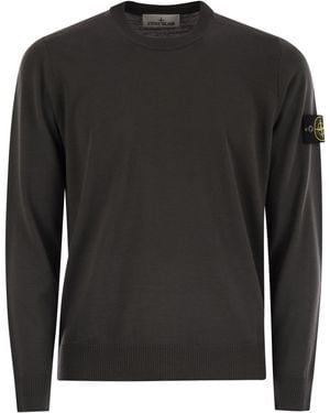 Stone Island Round Hals -Jumper mit geprägter Nähten - Schwarz