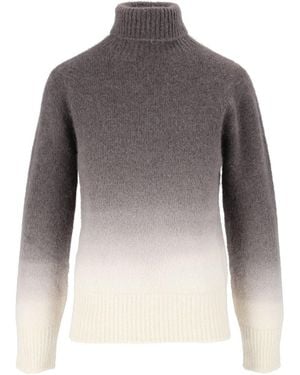 Kangra Cashmere Gradient Seamless Rollneck Knit Turtleneck - Grey