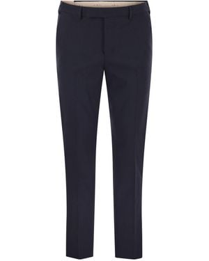 PT Torino Dieci Stretch Virgin Wool Trousers - Blue