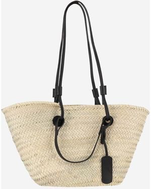 Filippo Catarzi 1910 Straw Bag With Logo - Natural
