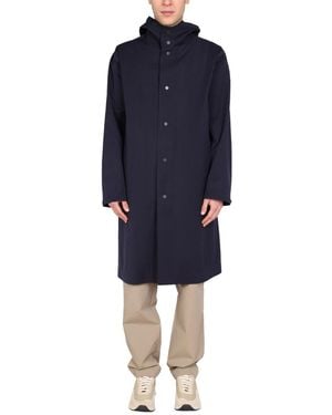 Monobi Hooded Trench Coat - Blue