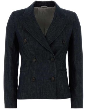 Brunello Cucinelli Dark Denim Blazer - Black