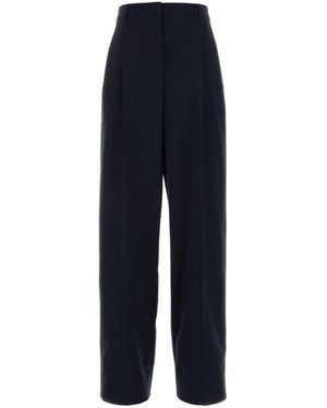 Miu Miu Dark Stretch Wool Wide-Leg Pant - Blue