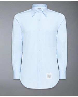 Thom Browne Clásico L/S Camisa Bd Pc De Popelina Lisa - Azul