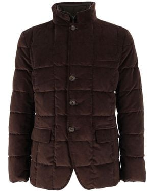 Fay Quilted Down Stand-Up Collar Jacket - Brown
