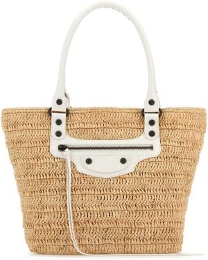 Balenciaga Raffia Small Le City Bucket Bag - White