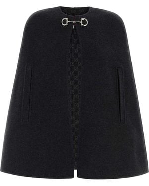Gucci Charcoal Wool Blend Cape - Blue