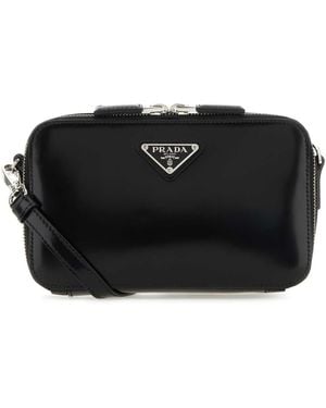 Prada Leather Brique Crossbody Bag - Black