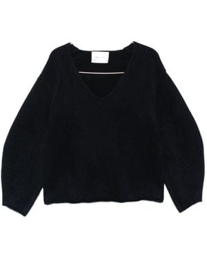 Soft Goat Pull col V en cachemire de chèvre doux - Noir