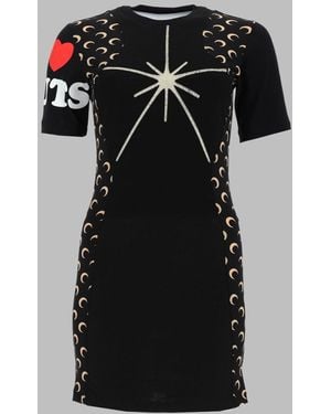 Marine Serre Crescent Moon Cotton Mini Dress - Black